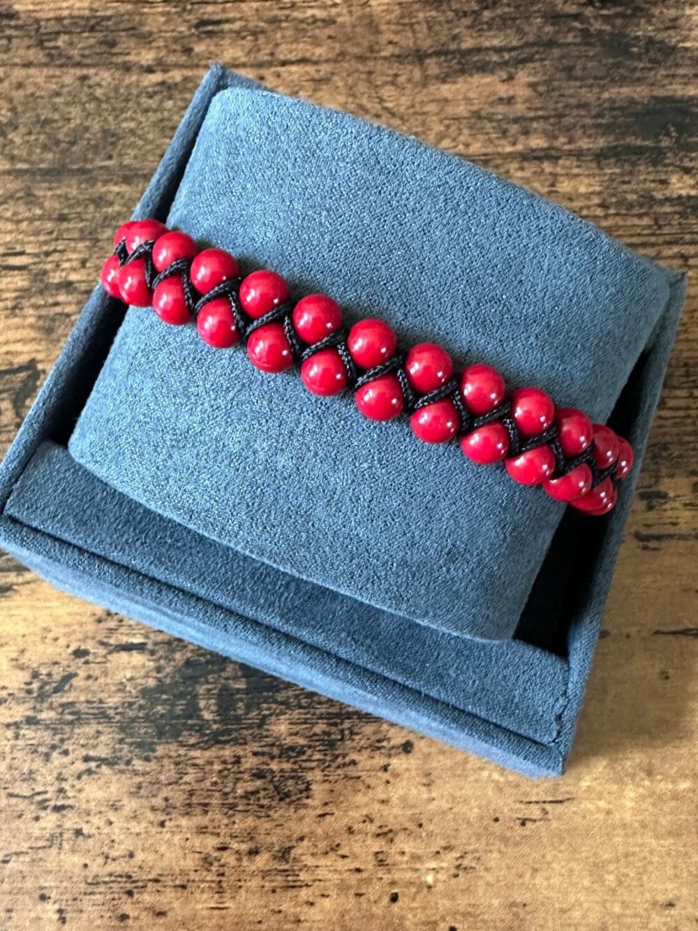 David Yurman Spiritual Beads Two-Row Woven Bracelet w/ Red Coral - RARE